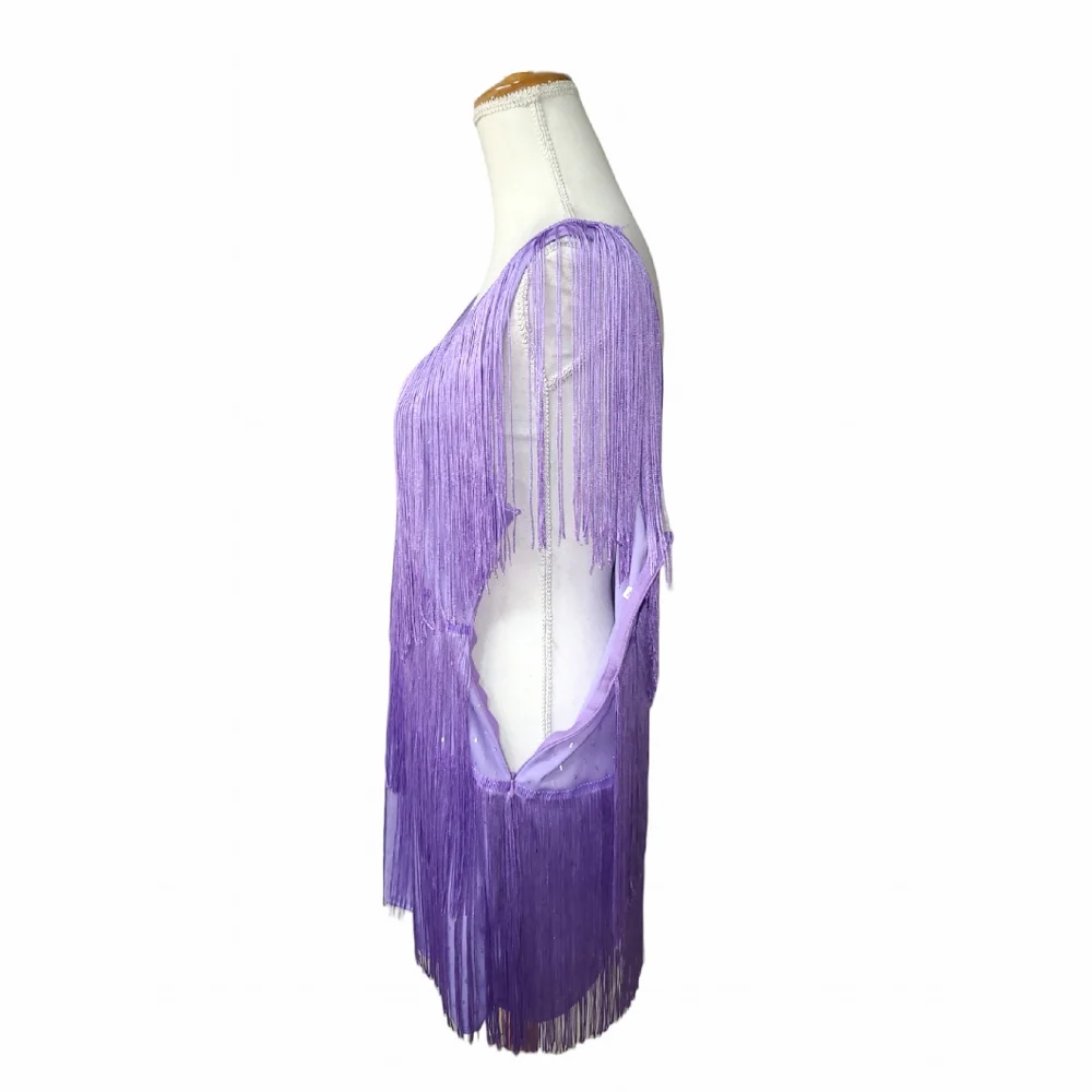 Elegant Purple Fringe Dress - Picture 8 of 13